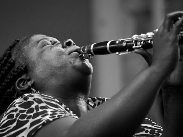 Doreen Ketchens playing her clarinet boldly