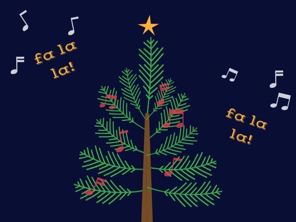 christmas tree and music notes